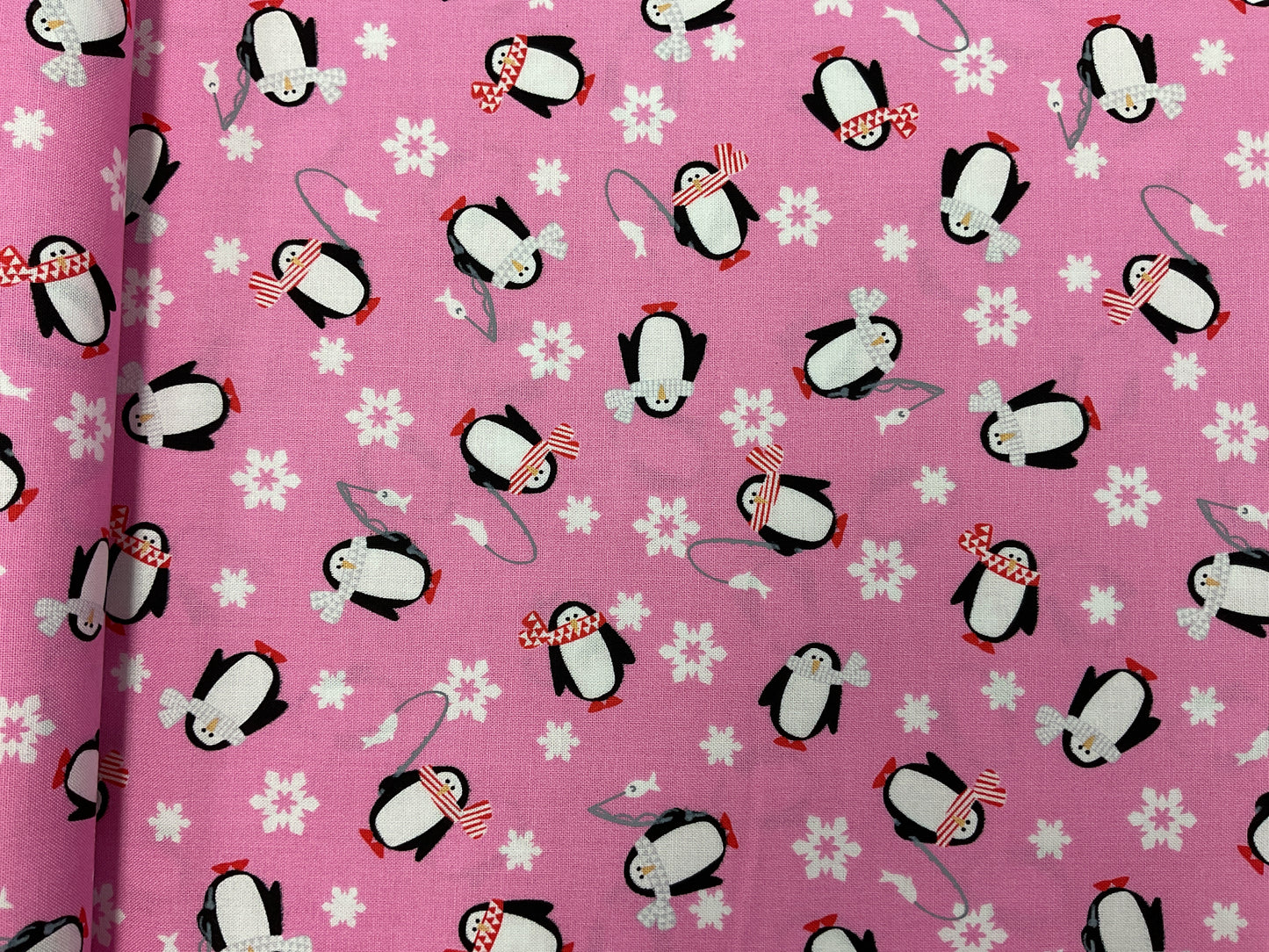 Arctic Girl - penguins on pink