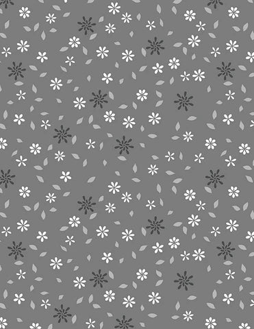 Cottage Reverie - Dark Gray Flowers & Petals - Wilmington
