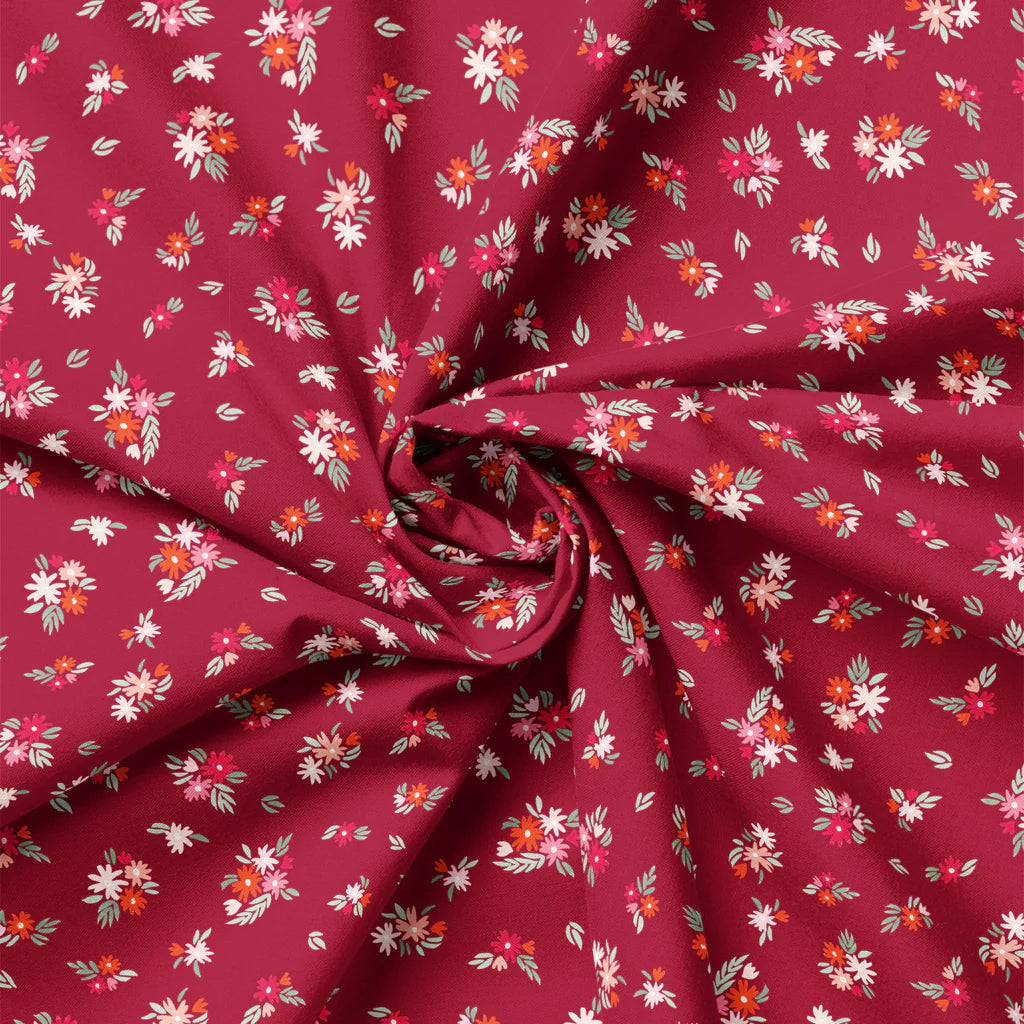 Blooming Hearts - Fluttering Florals - Burgundy