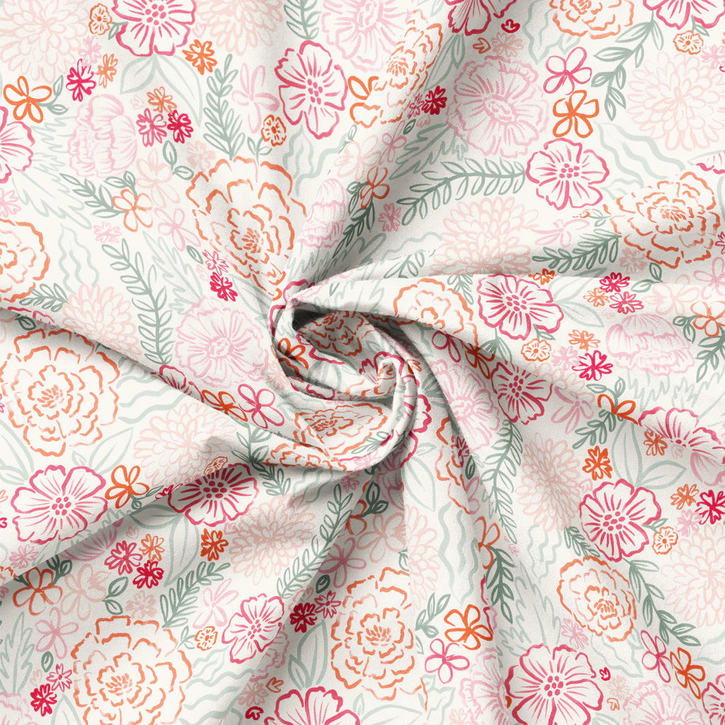 Blooming Hearts - Soft Sketch Blooms - Cream