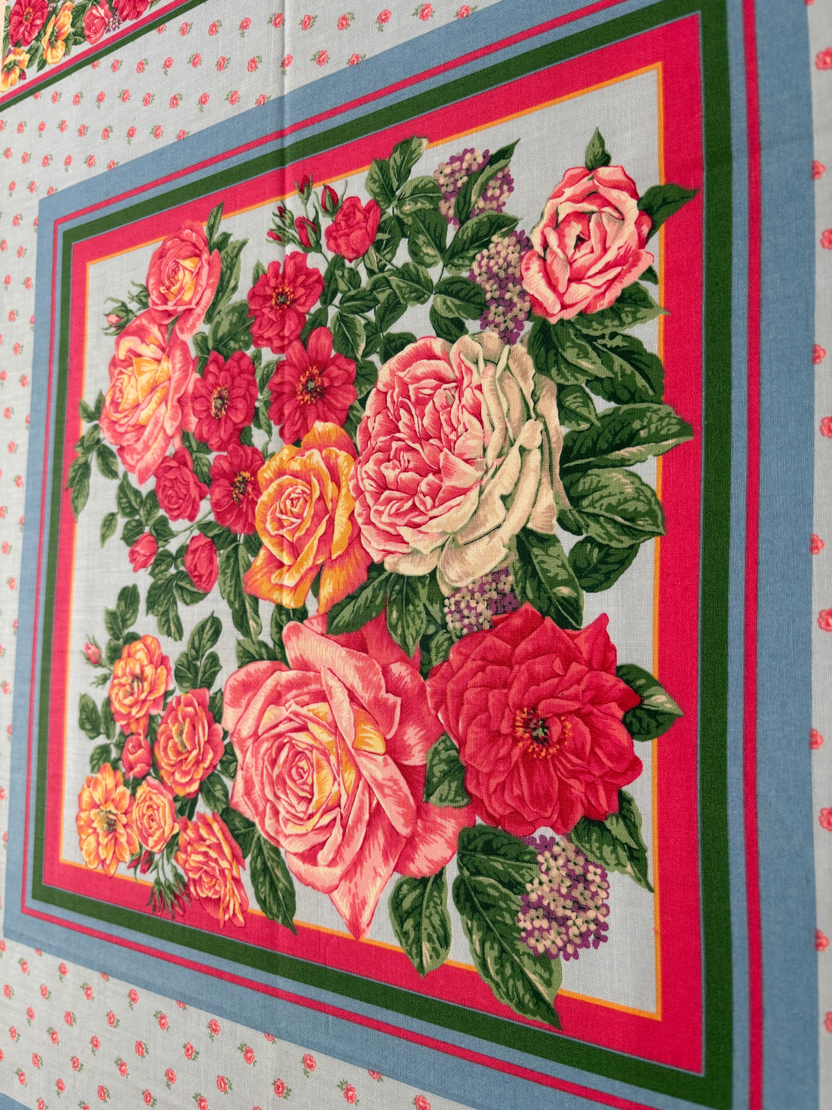 Restash #0127 - Panel - Vintage Blue Floral Bouquets