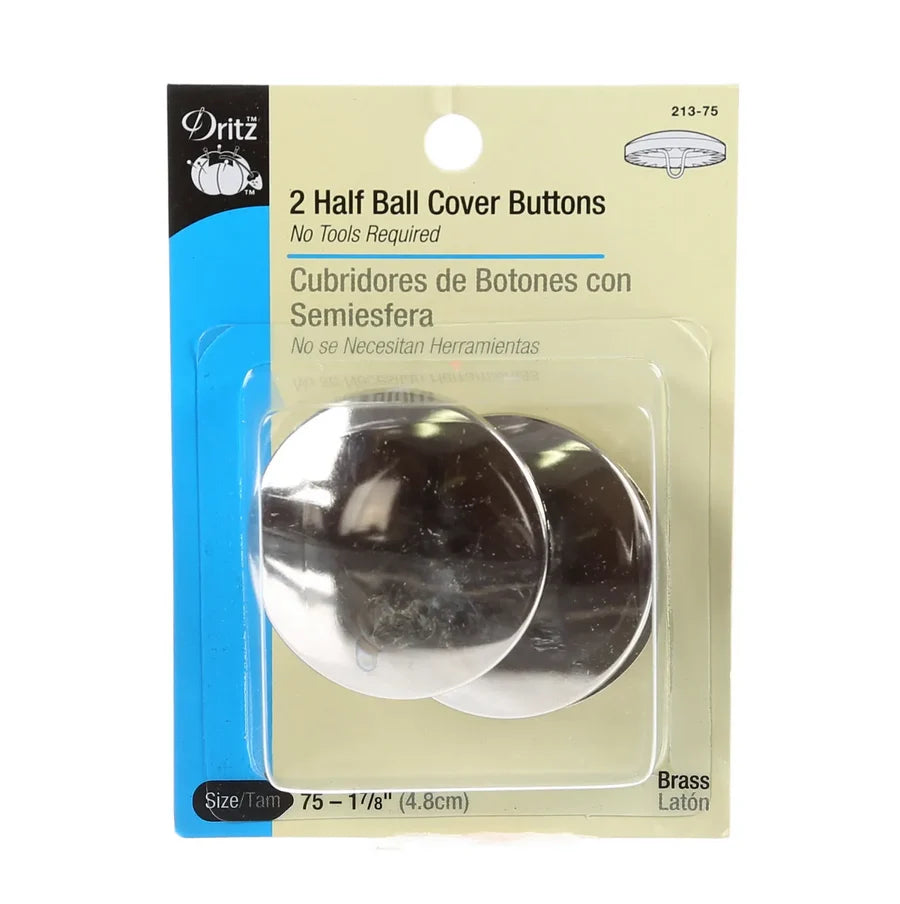 Dritz 2 Half Ball Cover Buttons - Size 75 - 1 7/8” (4.8cm)