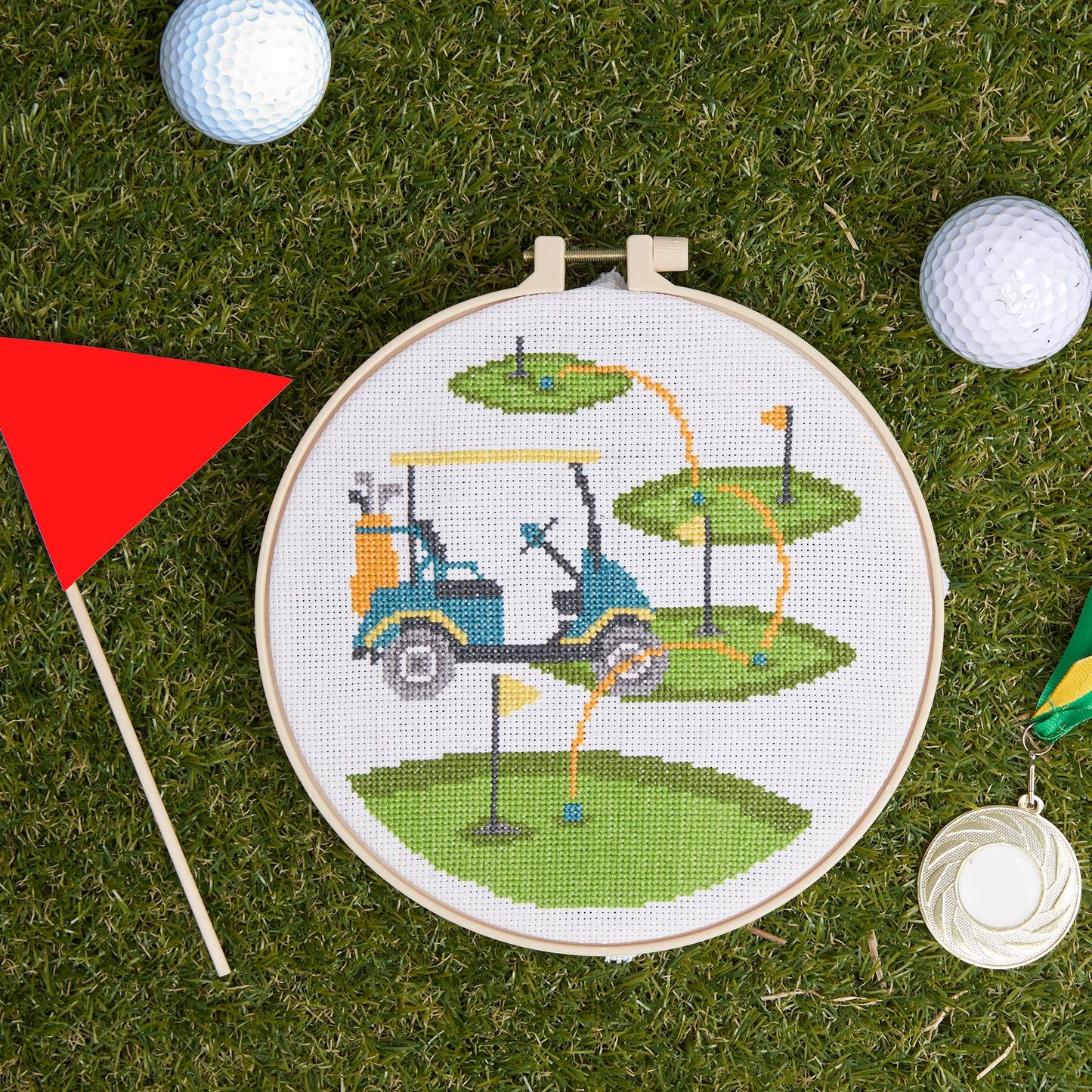 Simply Make Cross Stitch Kit, Golf Design, 8"