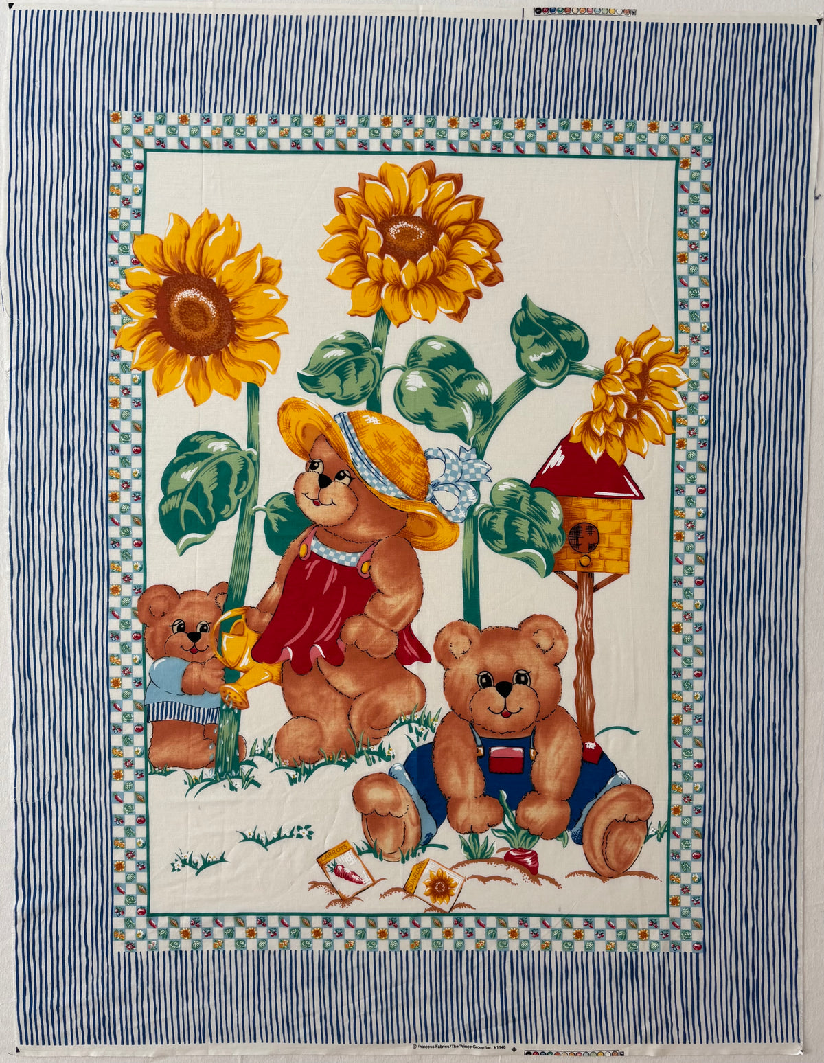 Restash #0113 - Panel - Vintage Bears and Sunflowers