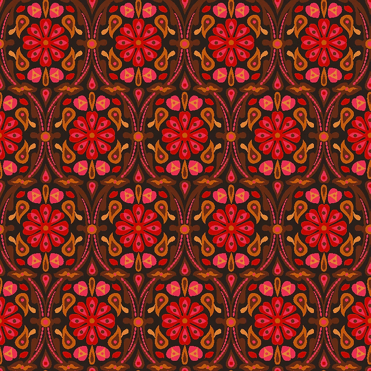 Chelsea Morning - Neo Damask - Crimson - by Yolanda Fundora