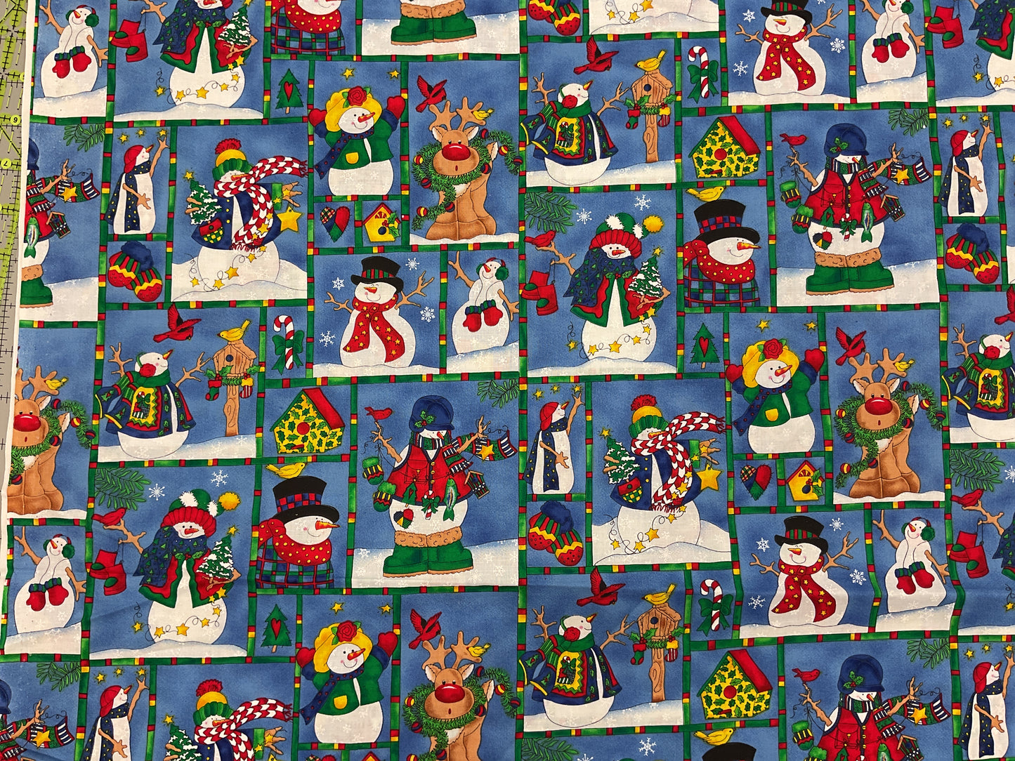 Snow Flakes - snowmen on blue