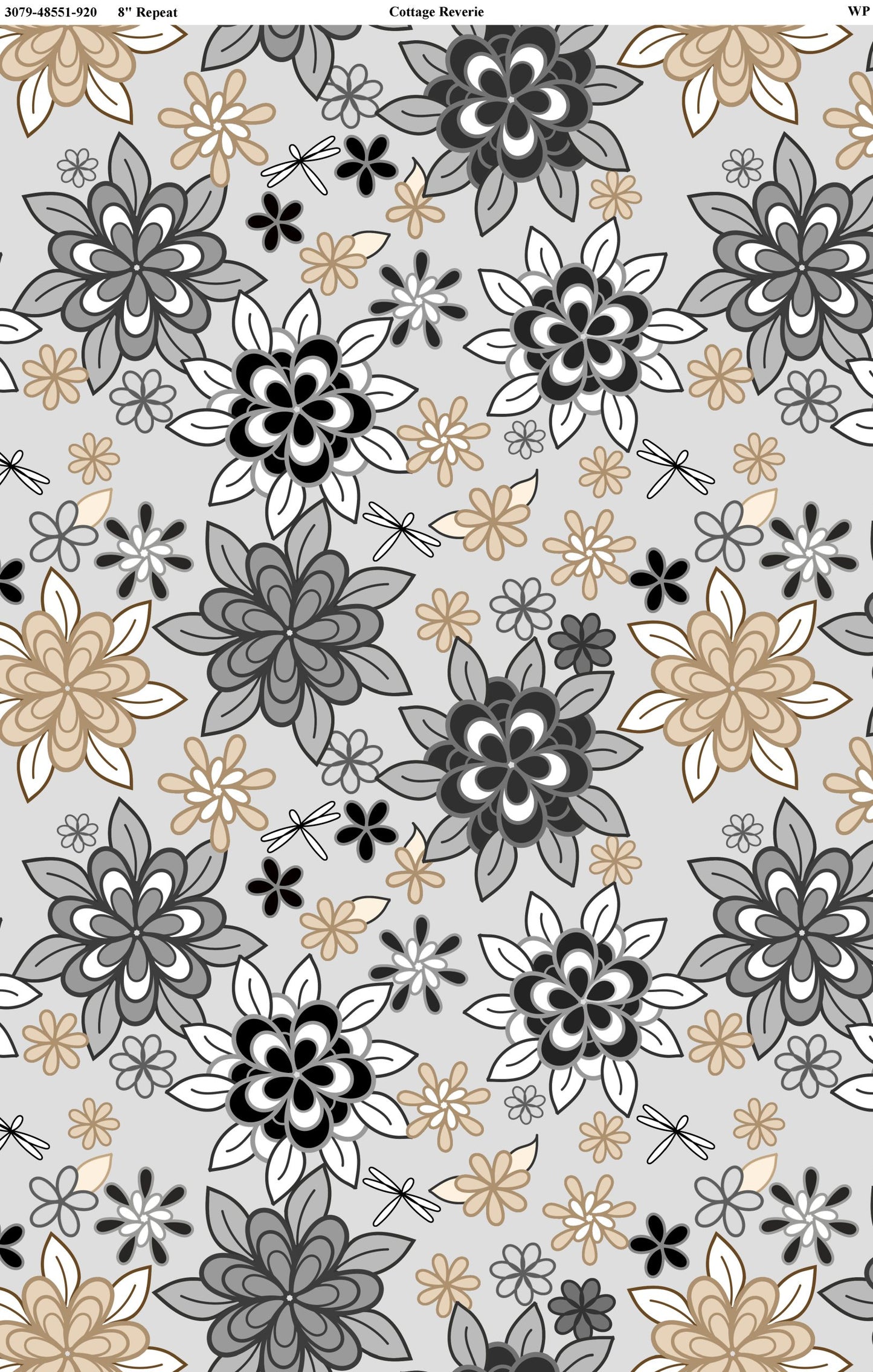 Cottage Reverie - Light Gray Packed Florals - Wilmington