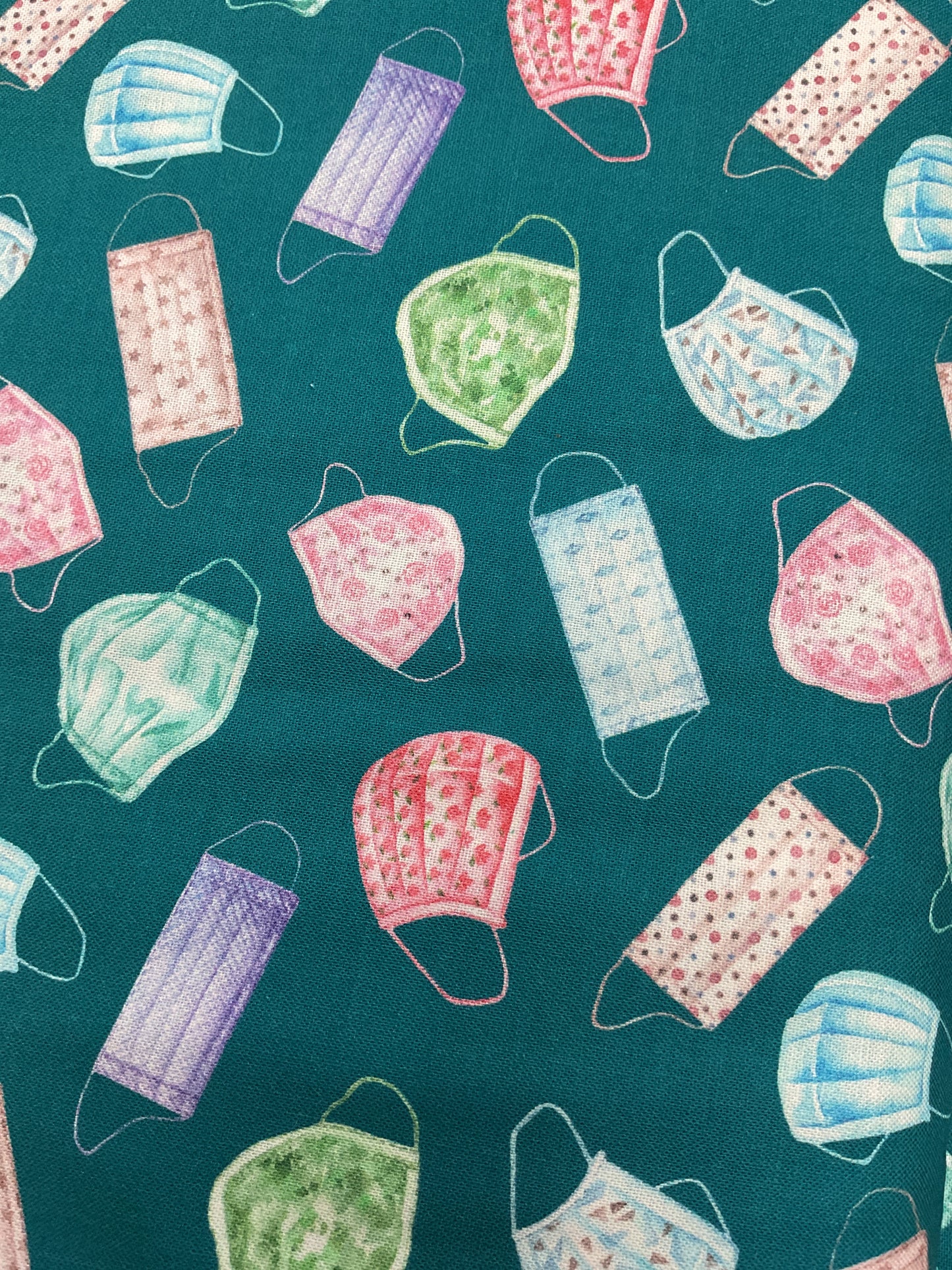 Masks on Teal - Mook Fabrics