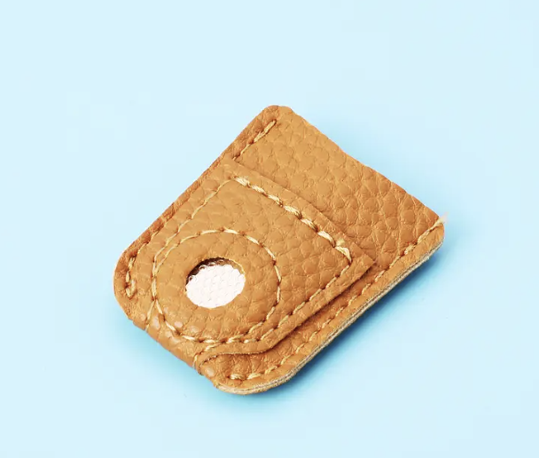 Leather Thimble with Dimpled Coin Finger Protector