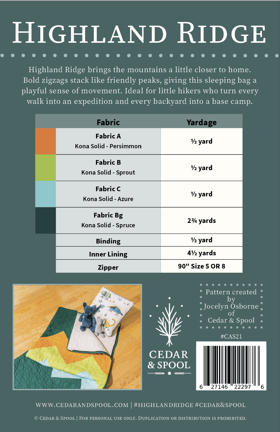 Highland Ridge Pattern (Printed) by Cedar & Spool