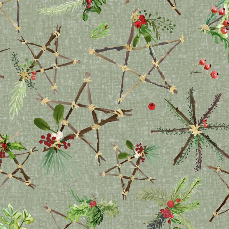 Winter Wreaths - Stars - Green