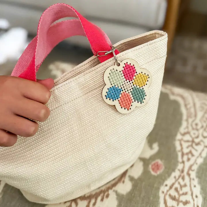 Make Your Own Flower Cross Stitch Keyring - Cotton Twist