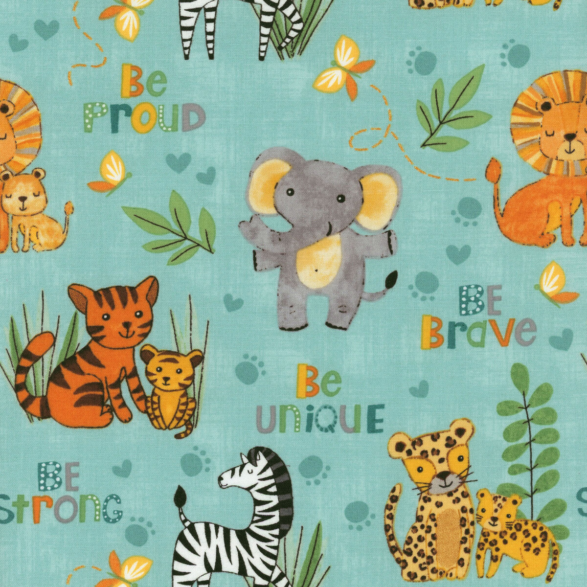 Safari Snuggles - Animals All Over - Teal