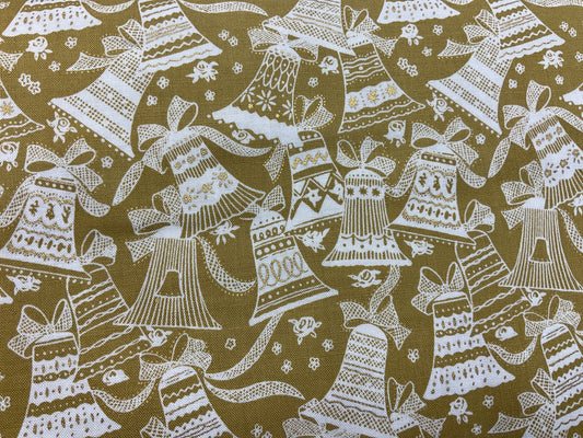 Holiday Village - white bells on gold