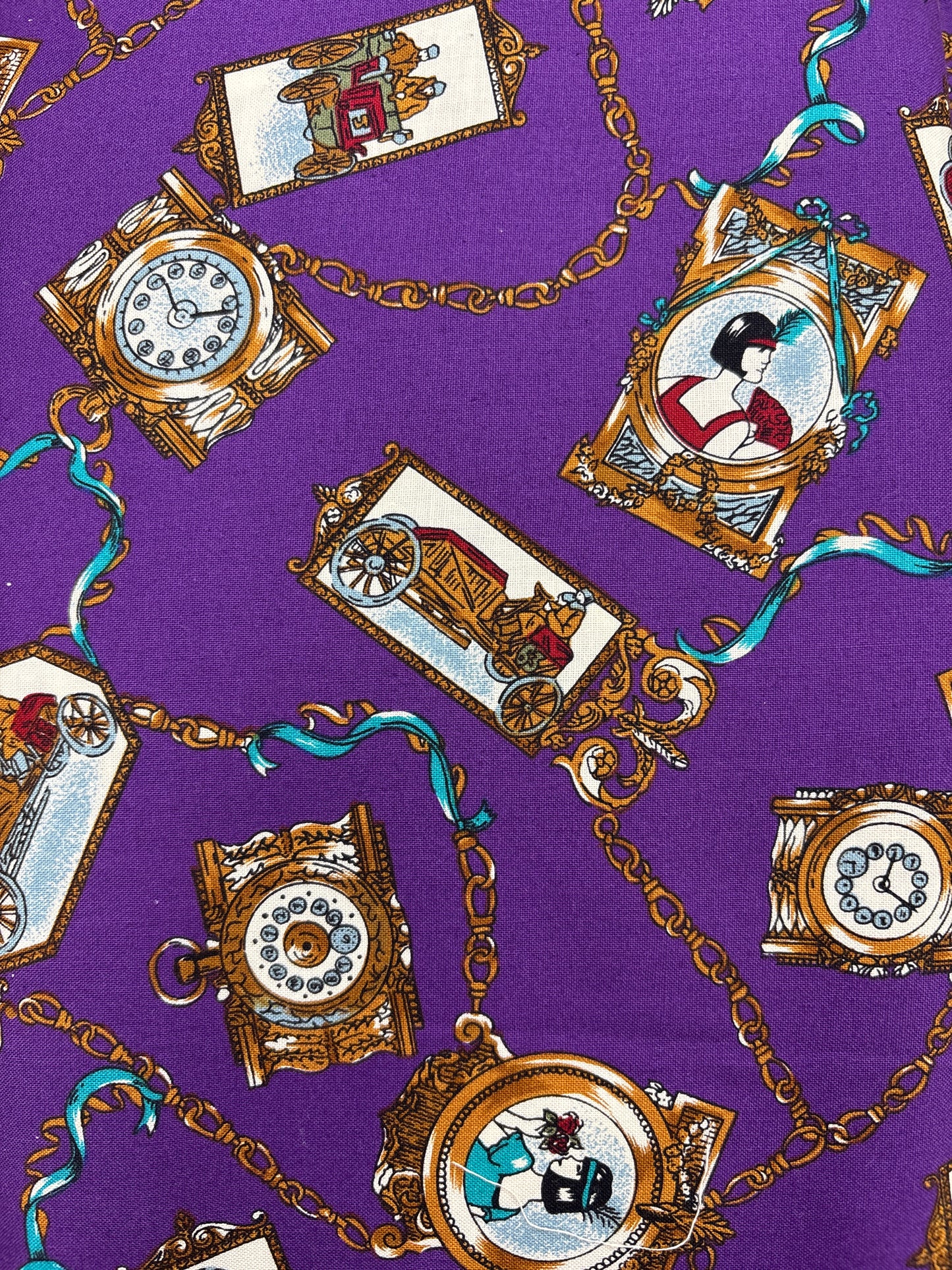 Pocket Watches and Portraits on Purple - Robert Kaufman