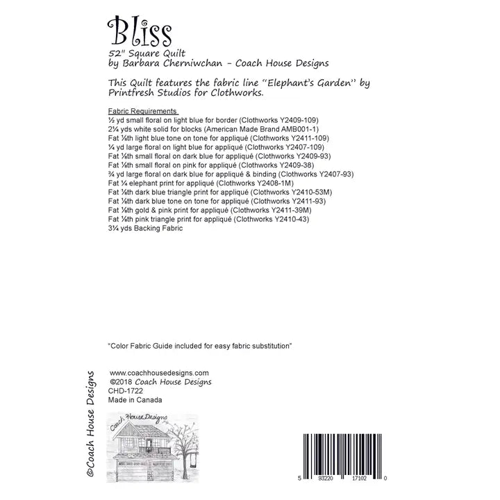 Bliss Quilt Pattern  by Coach House Designs