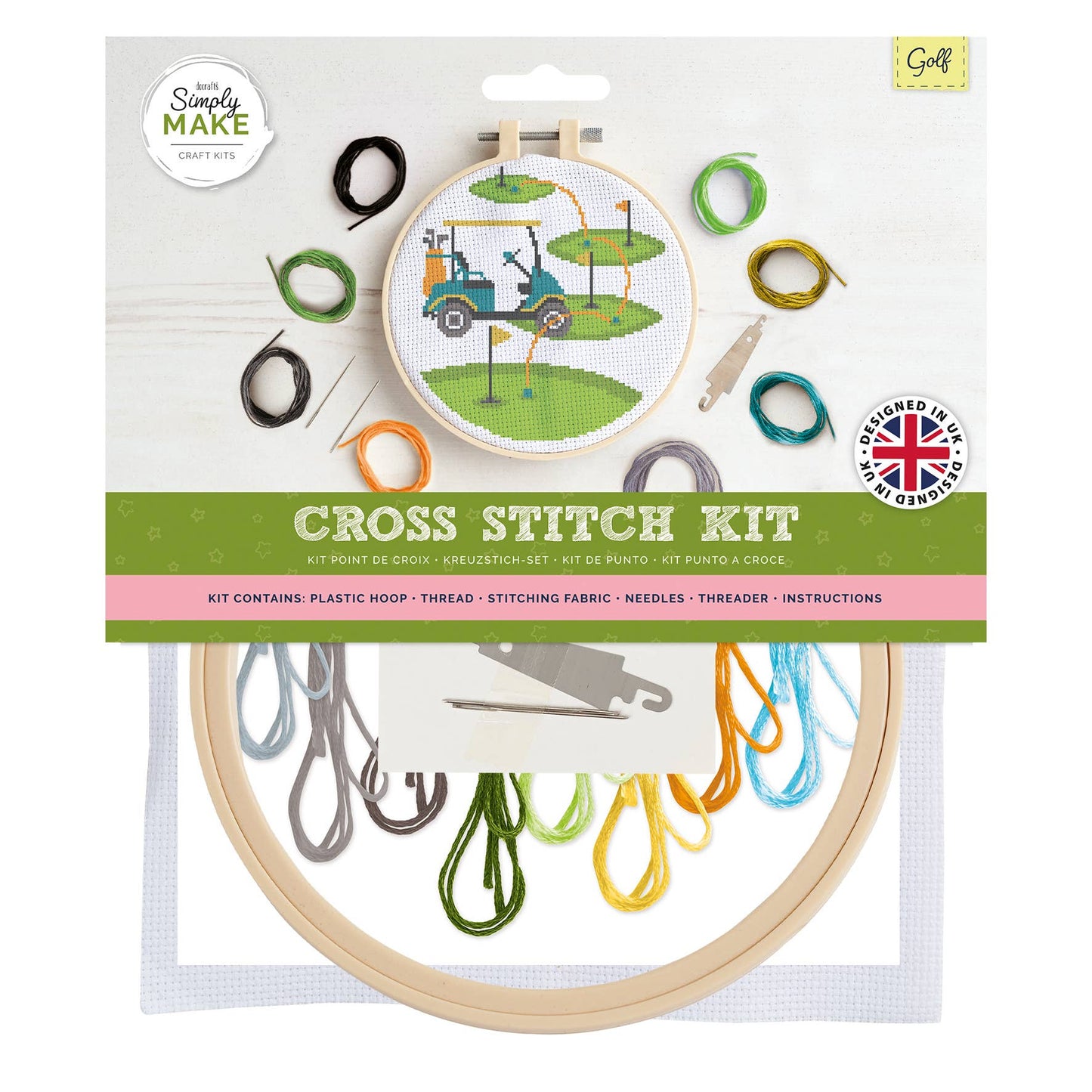 Simply Make Cross Stitch Kit, Golf Design, 8"