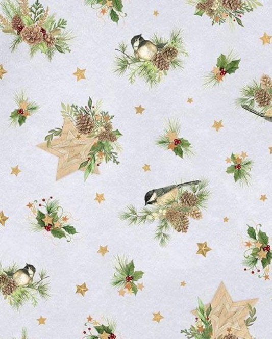 Let It Snow-Man - Birds And Pine Toss Grey - Wilmington