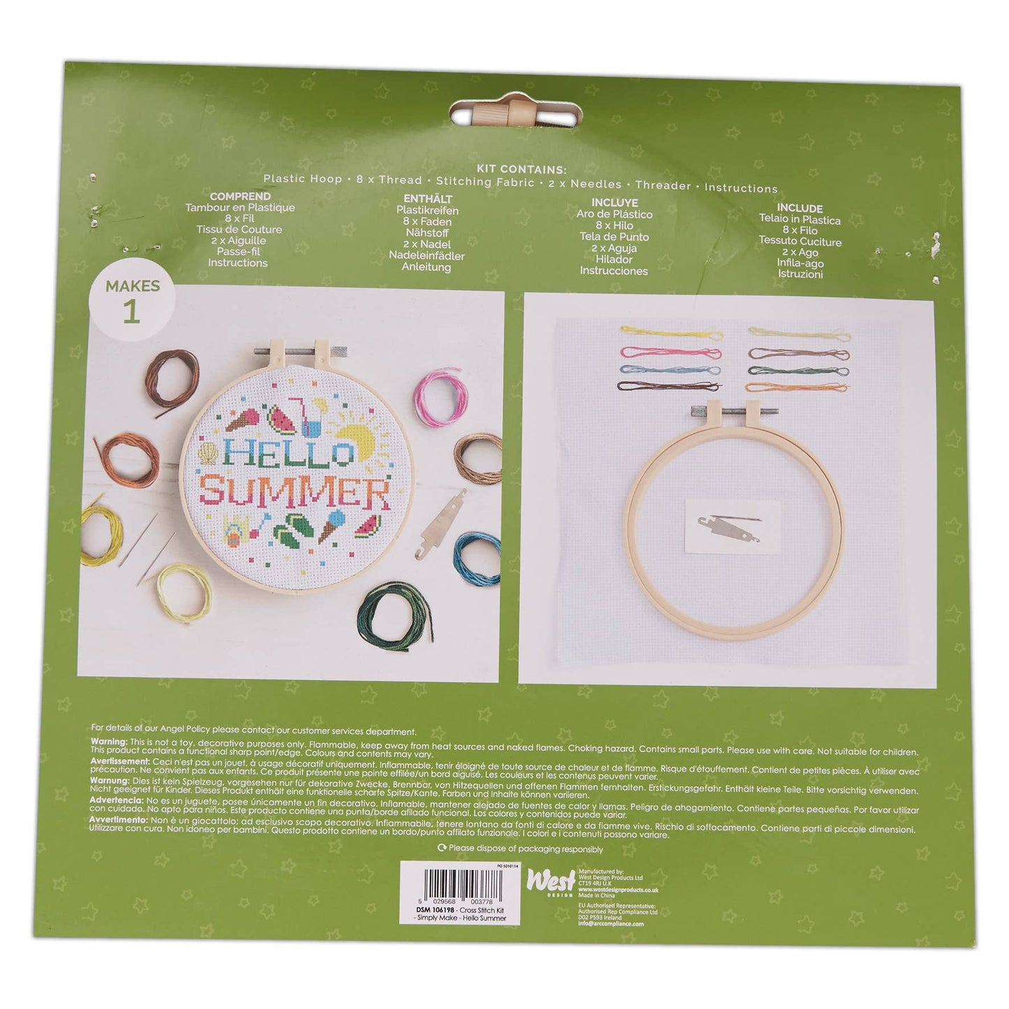 Simply Make Cross Stitch Kit - Hello Summer