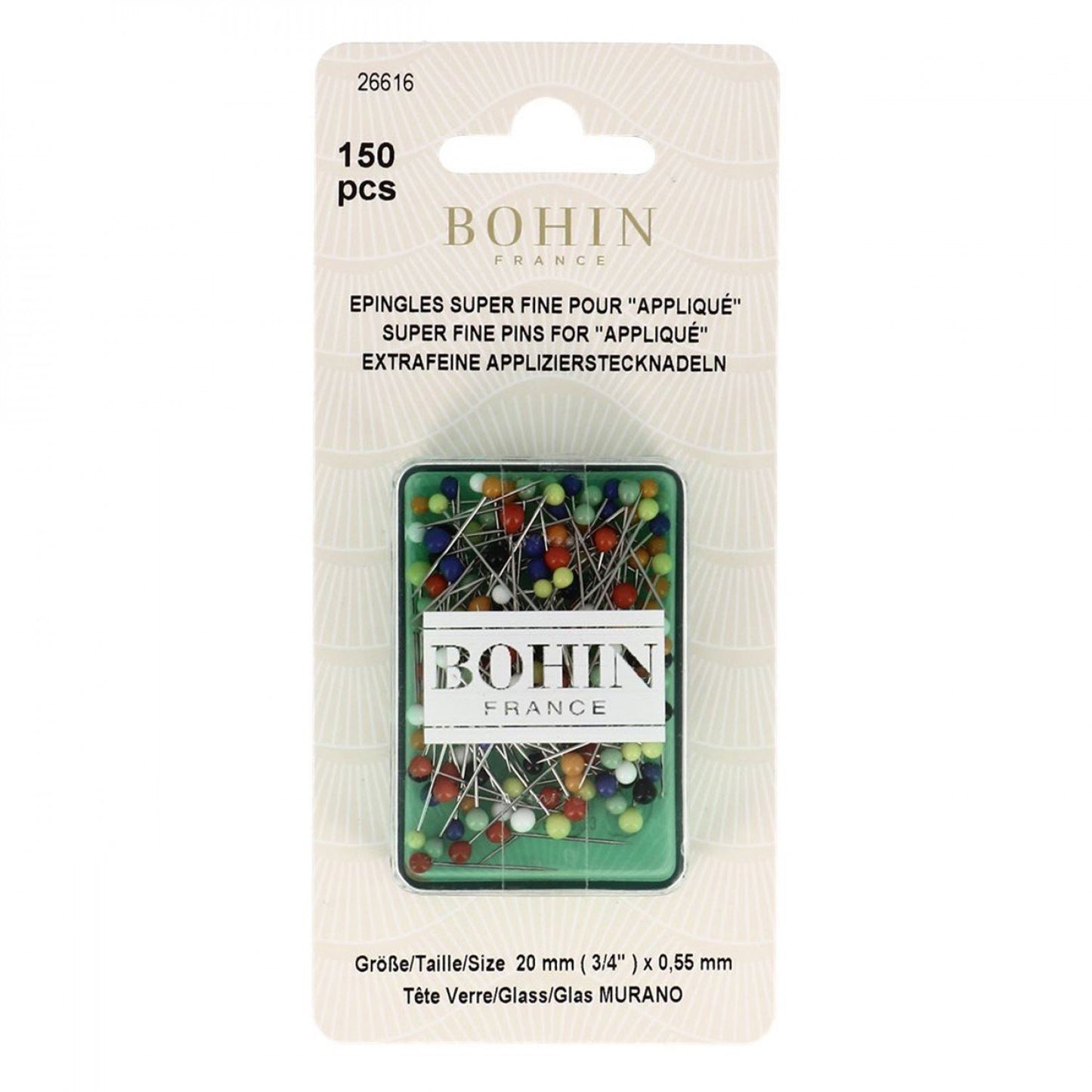 Bohin Super Fine Pins for Applique - 20mm - 150 pieces