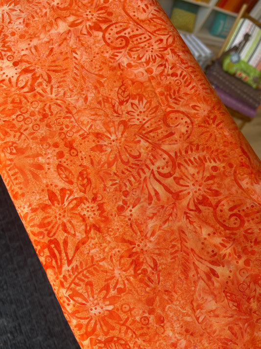 Batik - Floral Leaf Pattern - Orange