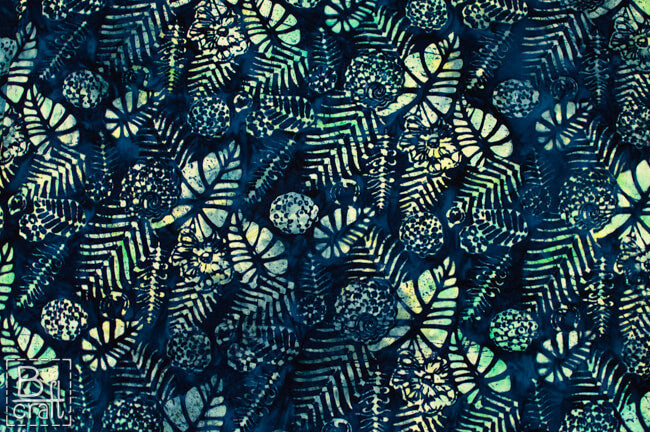 Paradise Batiks II - Leaves - Blue