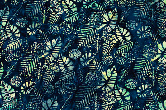 Paradise Batiks II - Leaves - Blue