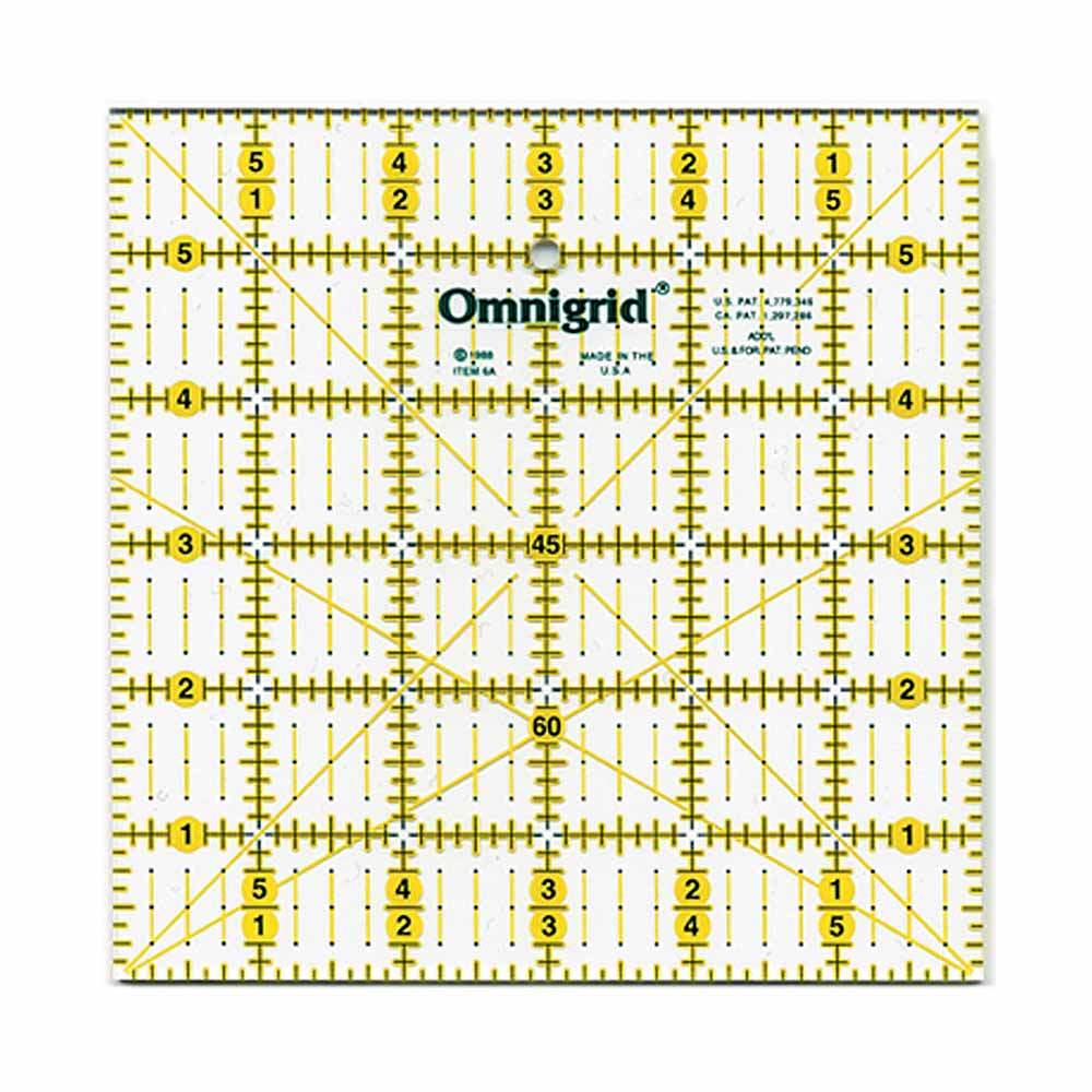 Omnigrip Ruler - 6" x 6" Square with Angles