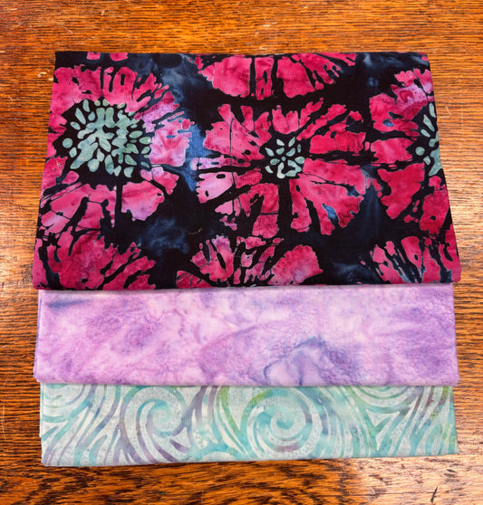 3 Yard Quilt Bundle - Batik Fuschia Floral