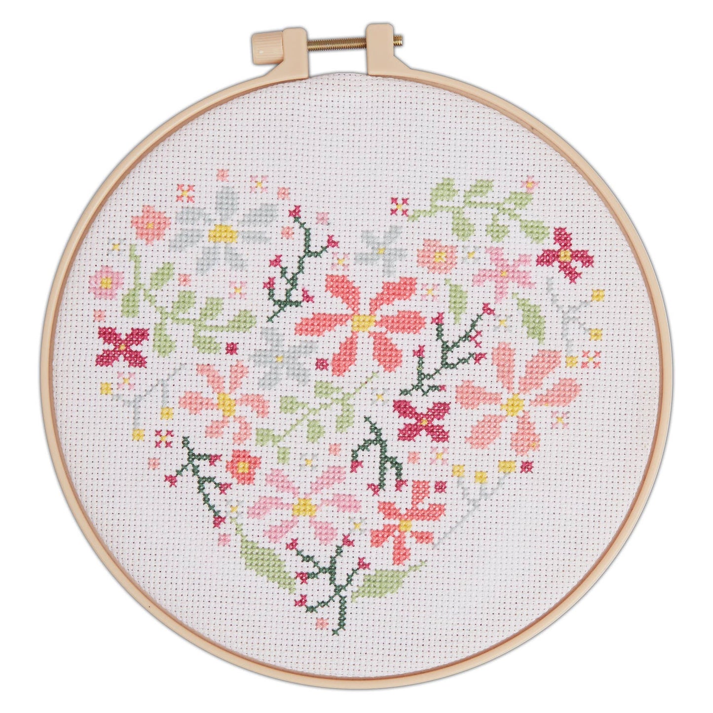 Simply Make Cross Stitch Craft Kit - Floral Heart Design