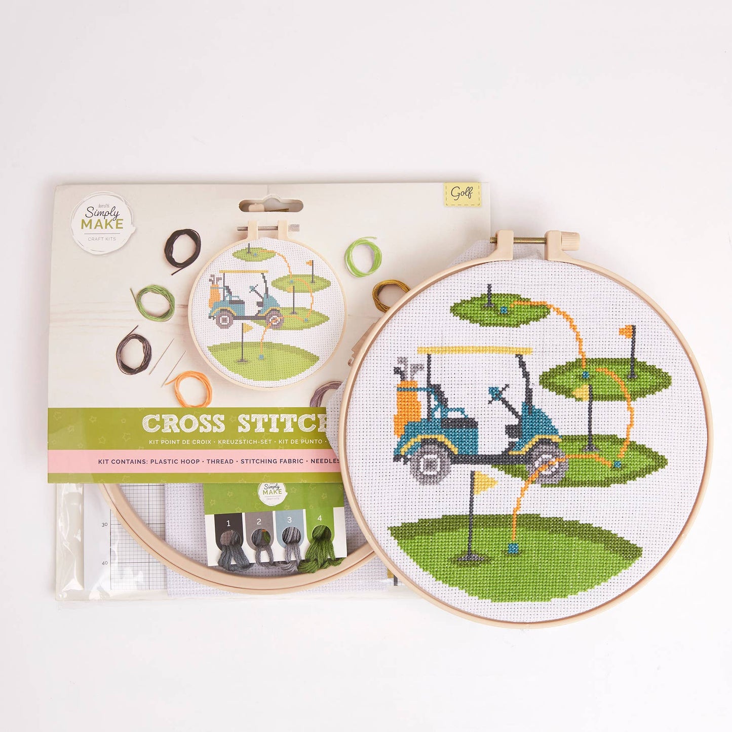 Simply Make Cross Stitch Kit, Golf Design, 8"