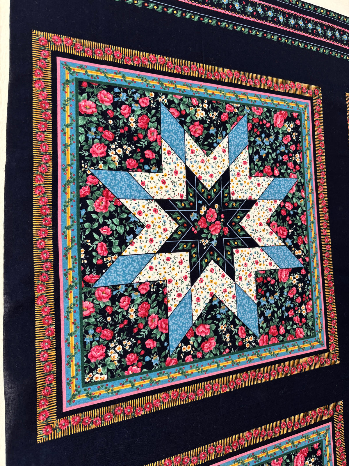 Restash #0120 - Panel - Vintage Navy Floral Stars