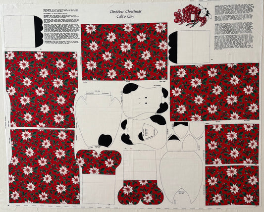 Restash #0126 - Panel - Vintage Christina Christmas Calico Cow