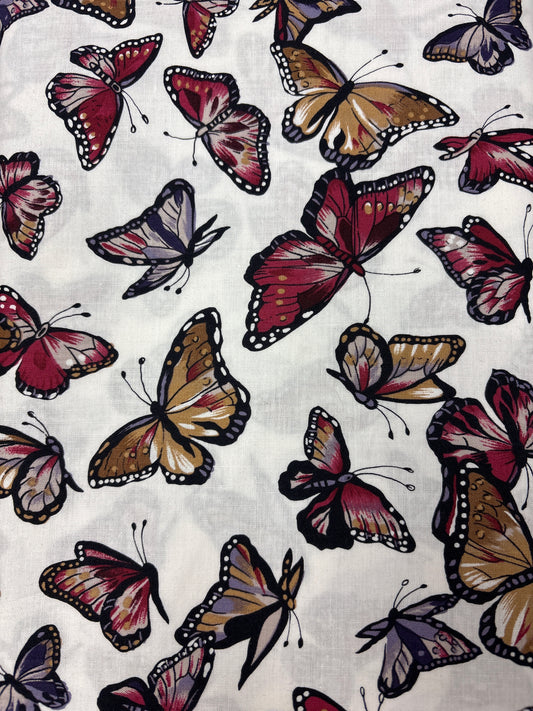 Berry Flutter - Butterflies on White