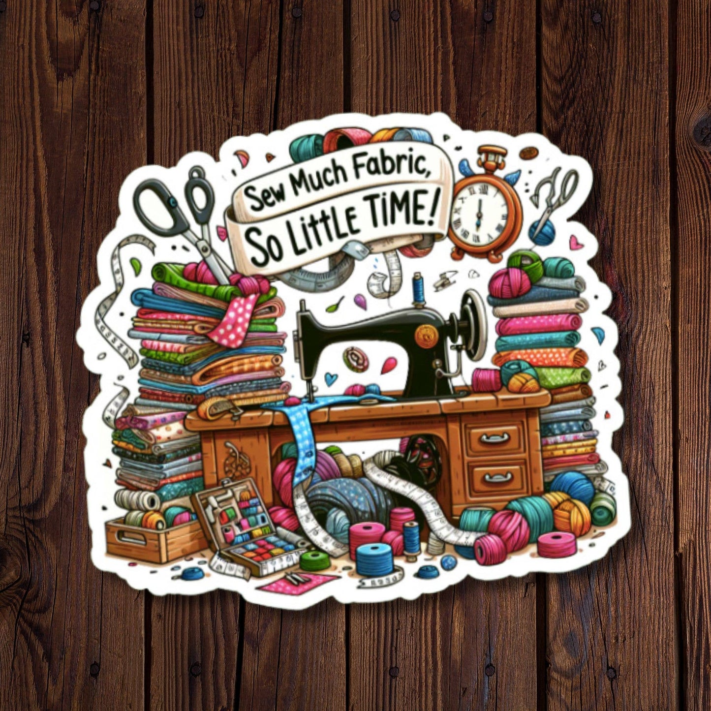 Sew Much Fabric So Little Time Sticker
