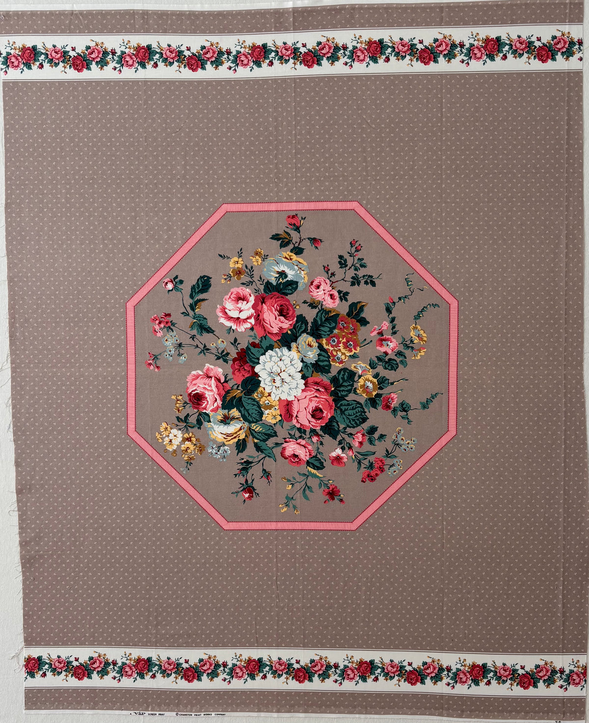 Restash #0121 - Panel - Vintage Taupe Rose Bouquet