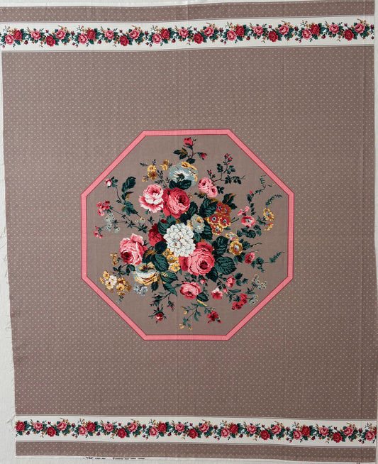 Restash #0121 - Panel - Vintage Taupe Rose Bouquet