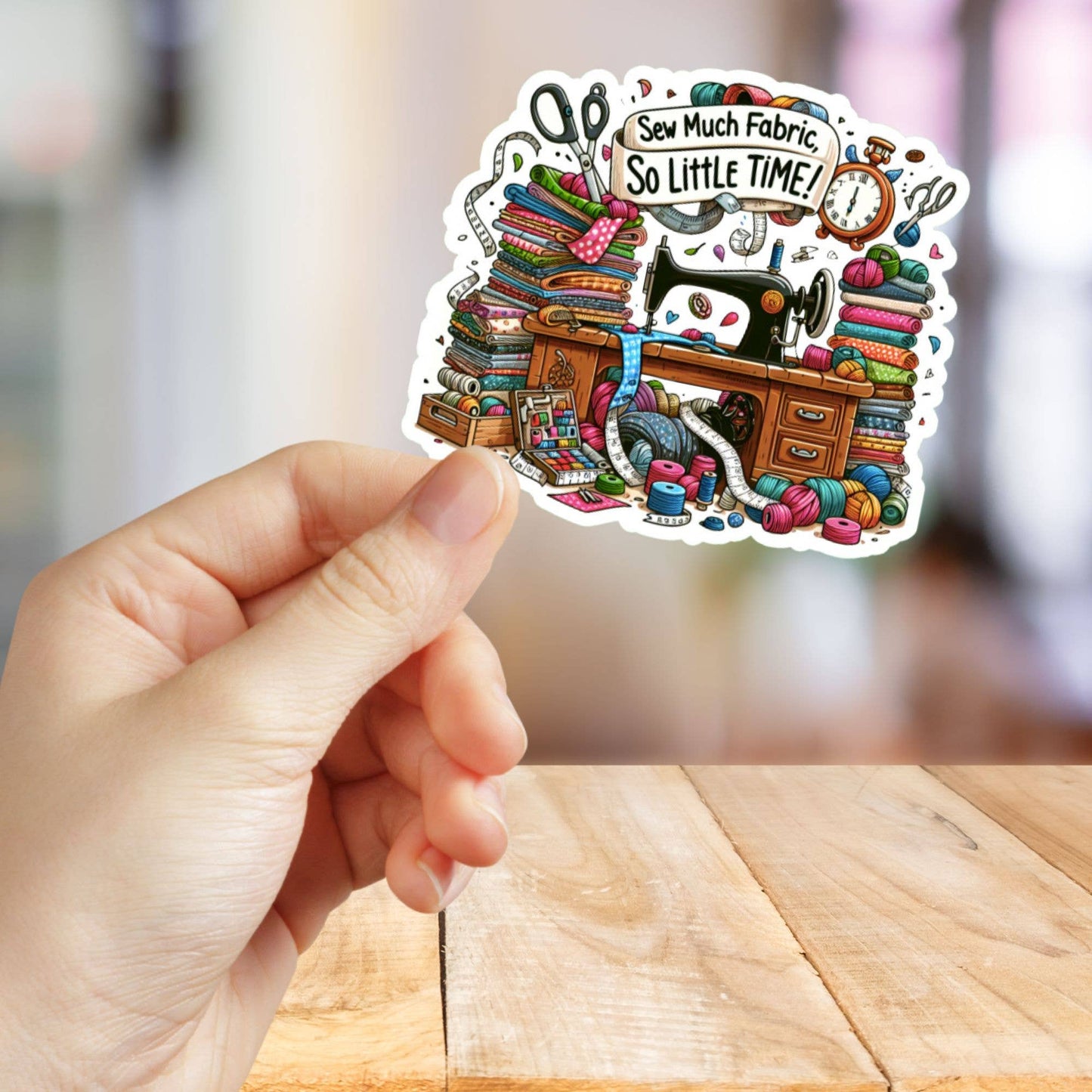 Sew Much Fabric So Little Time Sticker