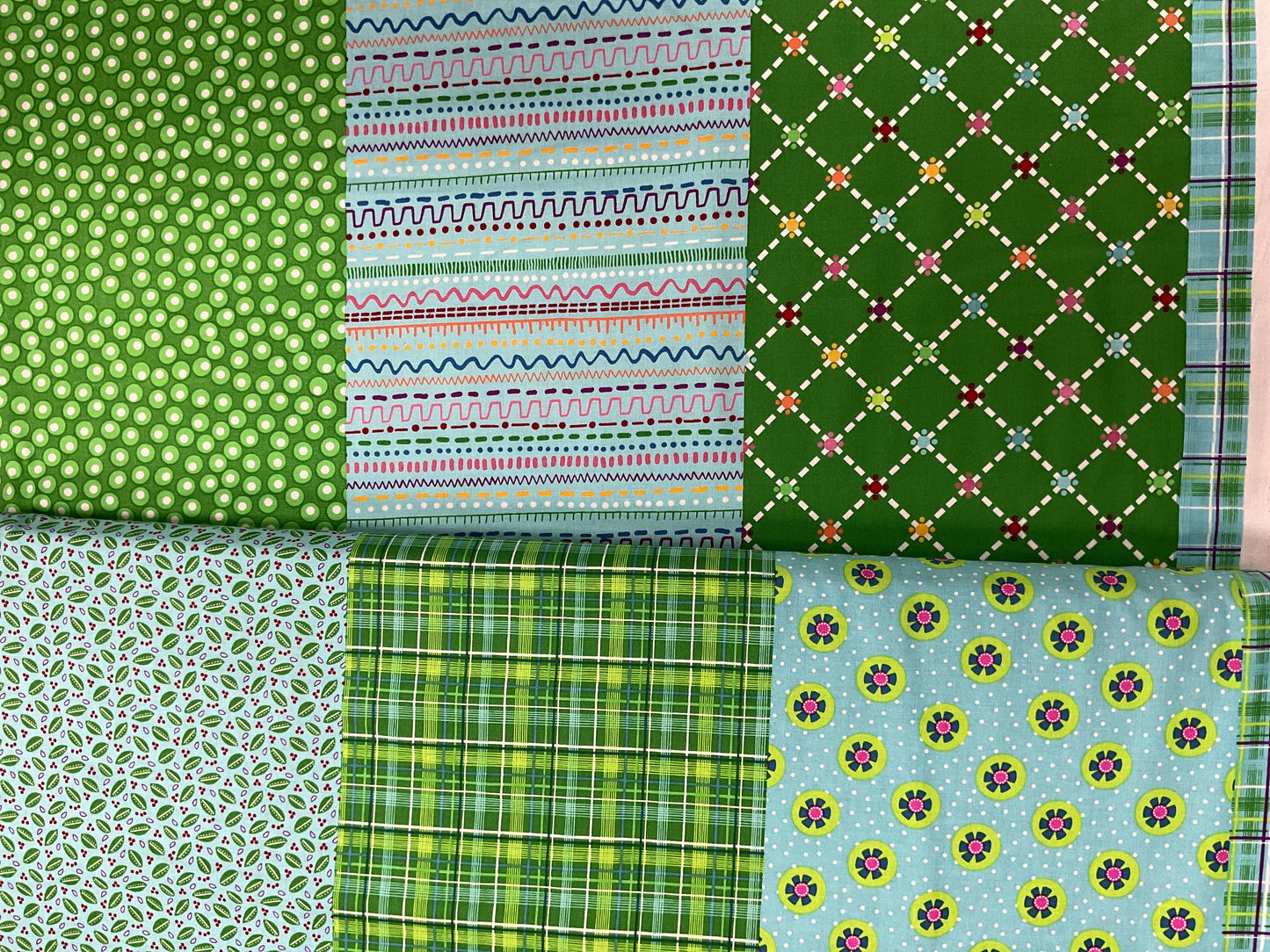Patterned Stripes - Green - Blank Quilting