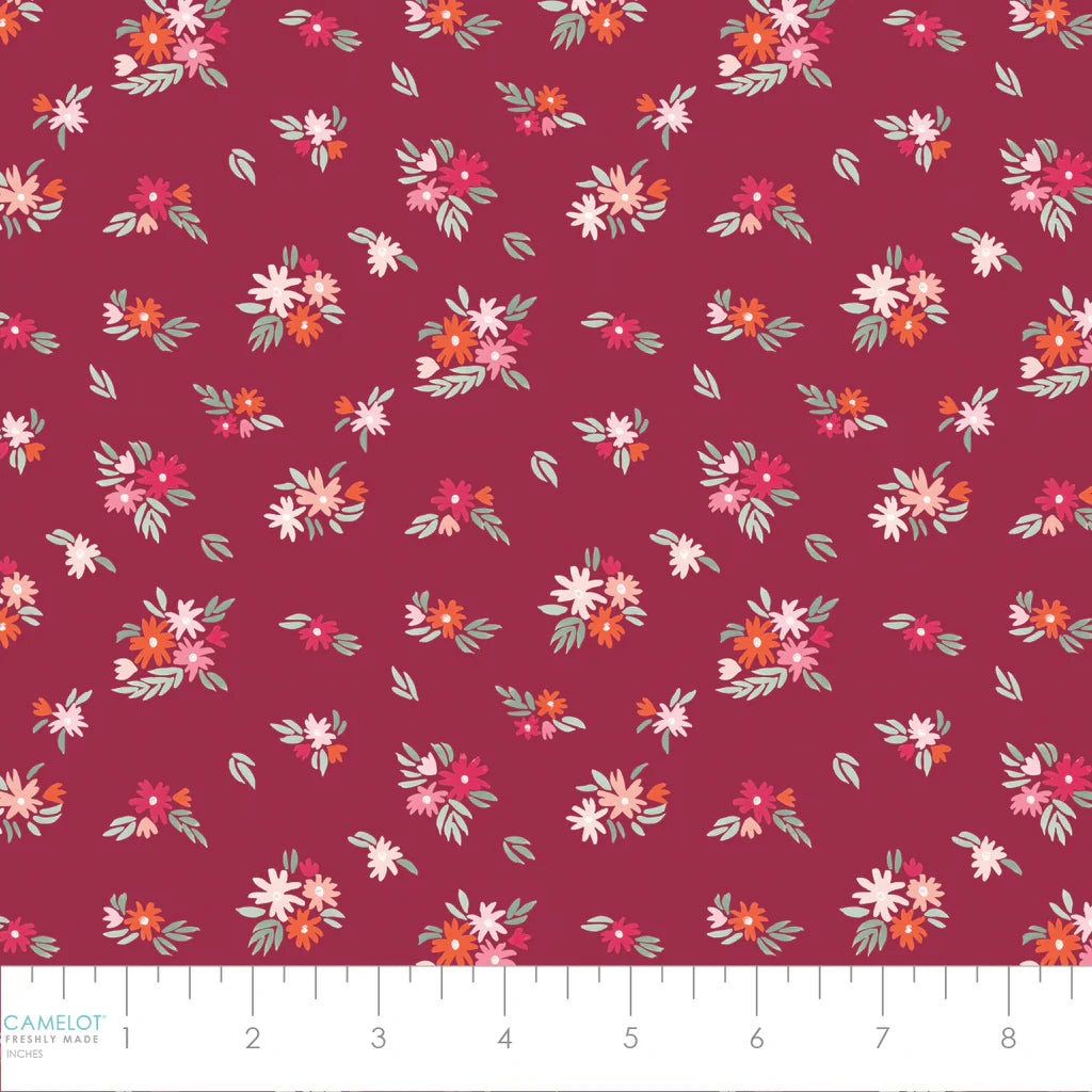 Blooming Hearts - Fluttering Florals - Burgundy