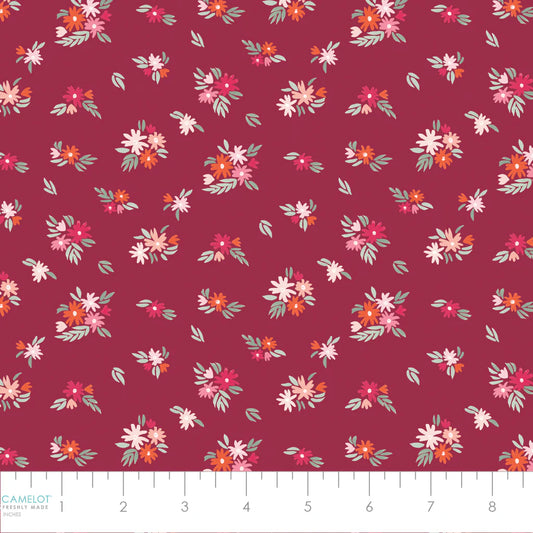 Blooming Hearts - Fluttering Florals - Burgundy