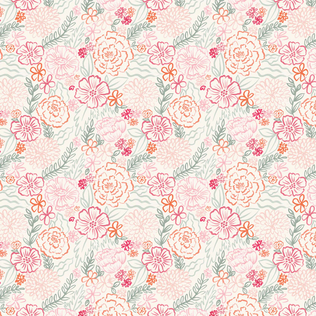 Blooming Hearts - Soft Sketch Blooms - Cream