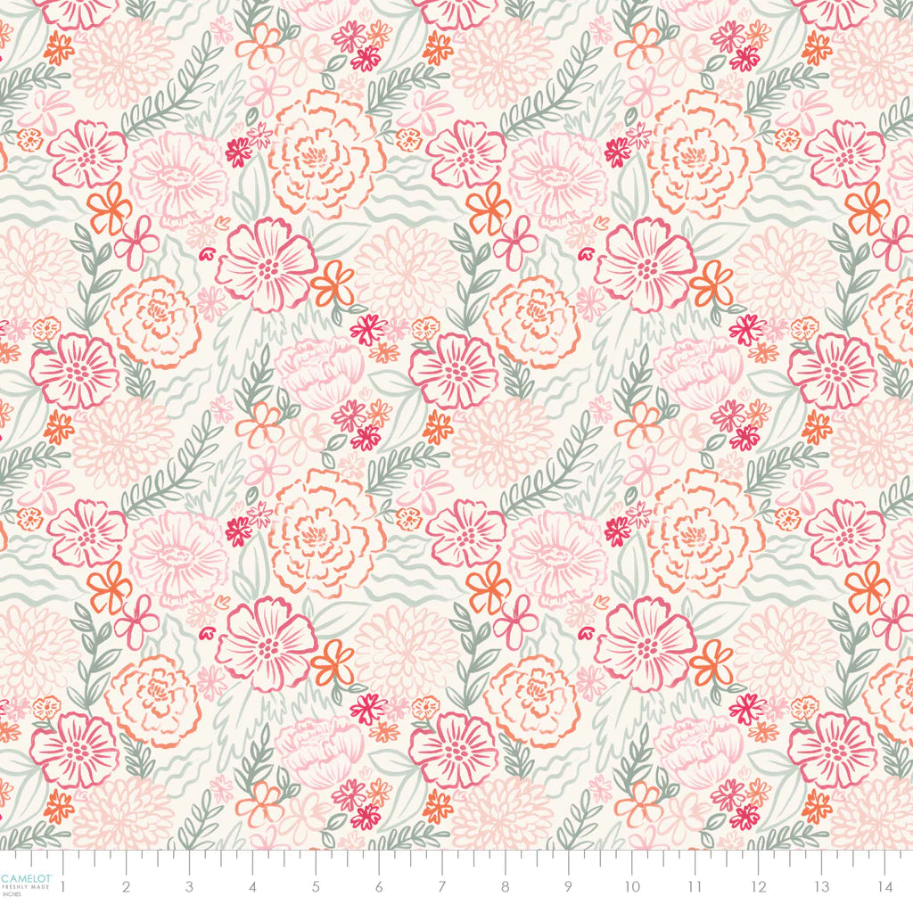 Blooming Hearts - Soft Sketch Blooms - Cream