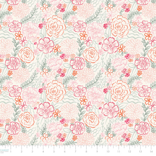 Blooming Hearts - Soft Sketch Blooms - Cream
