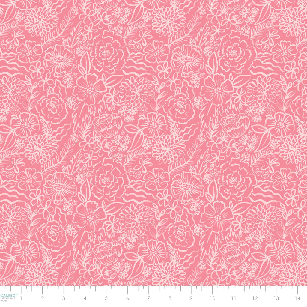Blooming Hearts - Soft Sketch Blooms - Pink