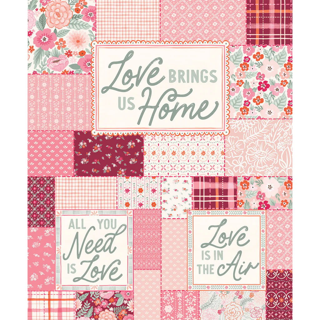 Blooming Hearts - Patchwork Panel - 36" x 42"