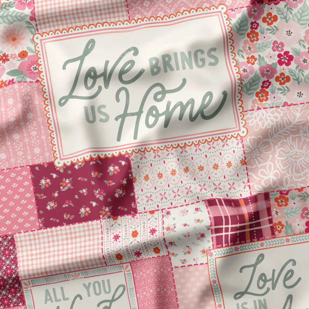 Blooming Hearts - Patchwork Panel - 36" x 42"