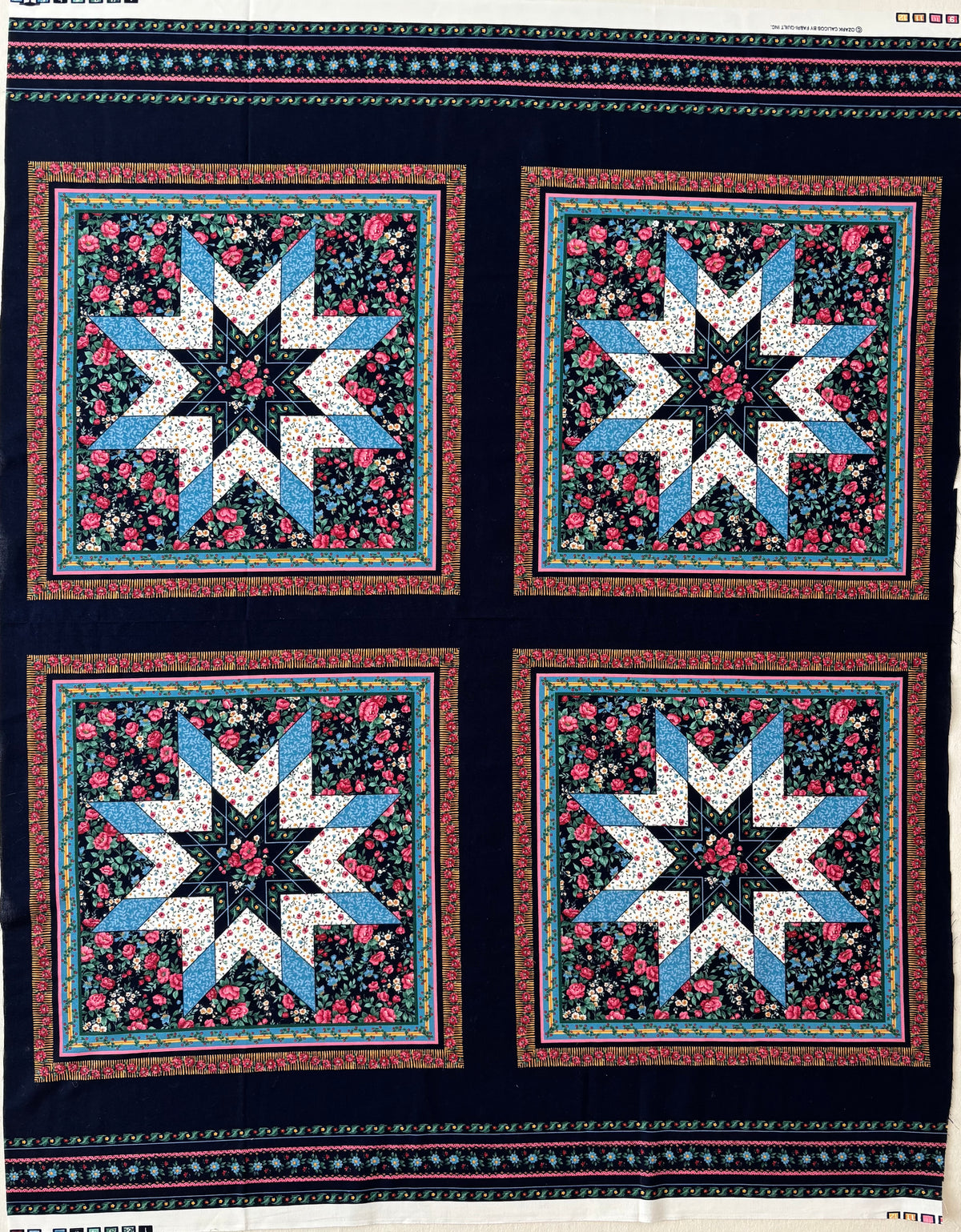 Restash #0120 - Panel - Vintage Navy Floral Stars