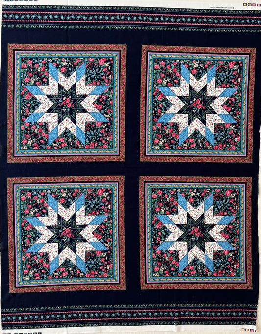 Restash #0120 - Panel - Vintage Navy Floral Stars