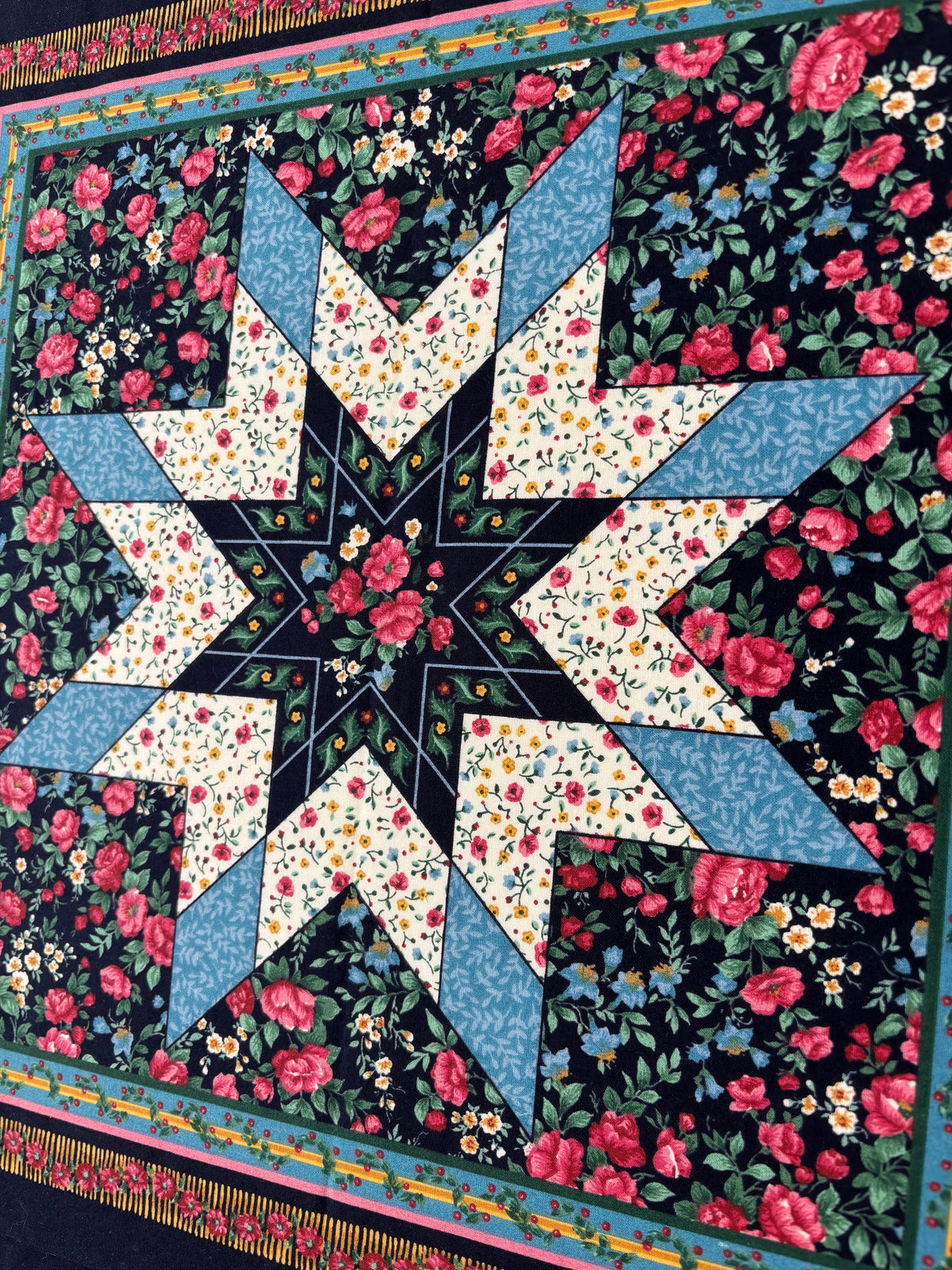Restash #0120 - Panel - Vintage Navy Floral Stars